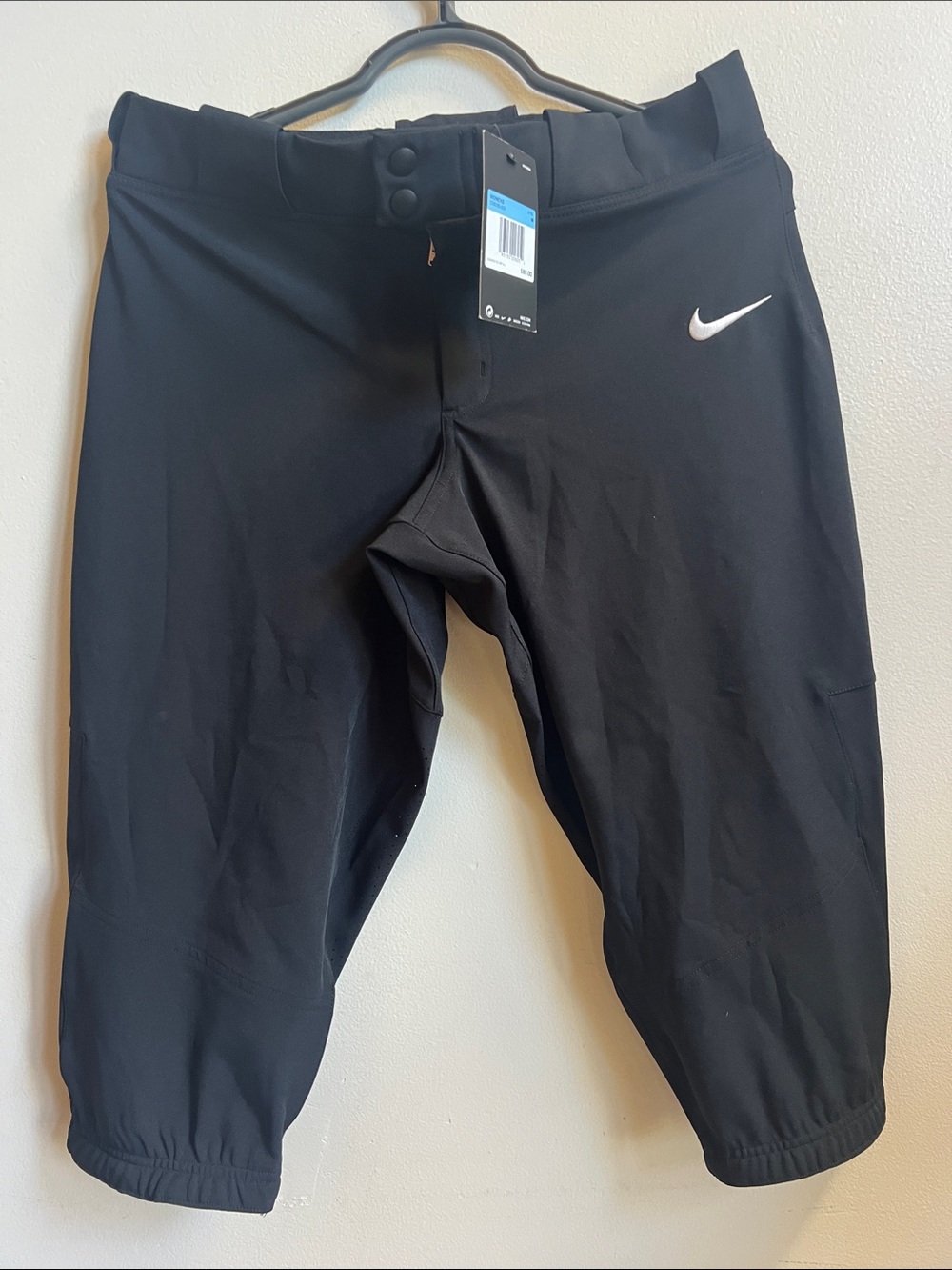 Nike Softball pants Black Capri Workout Pants with White Swoosh